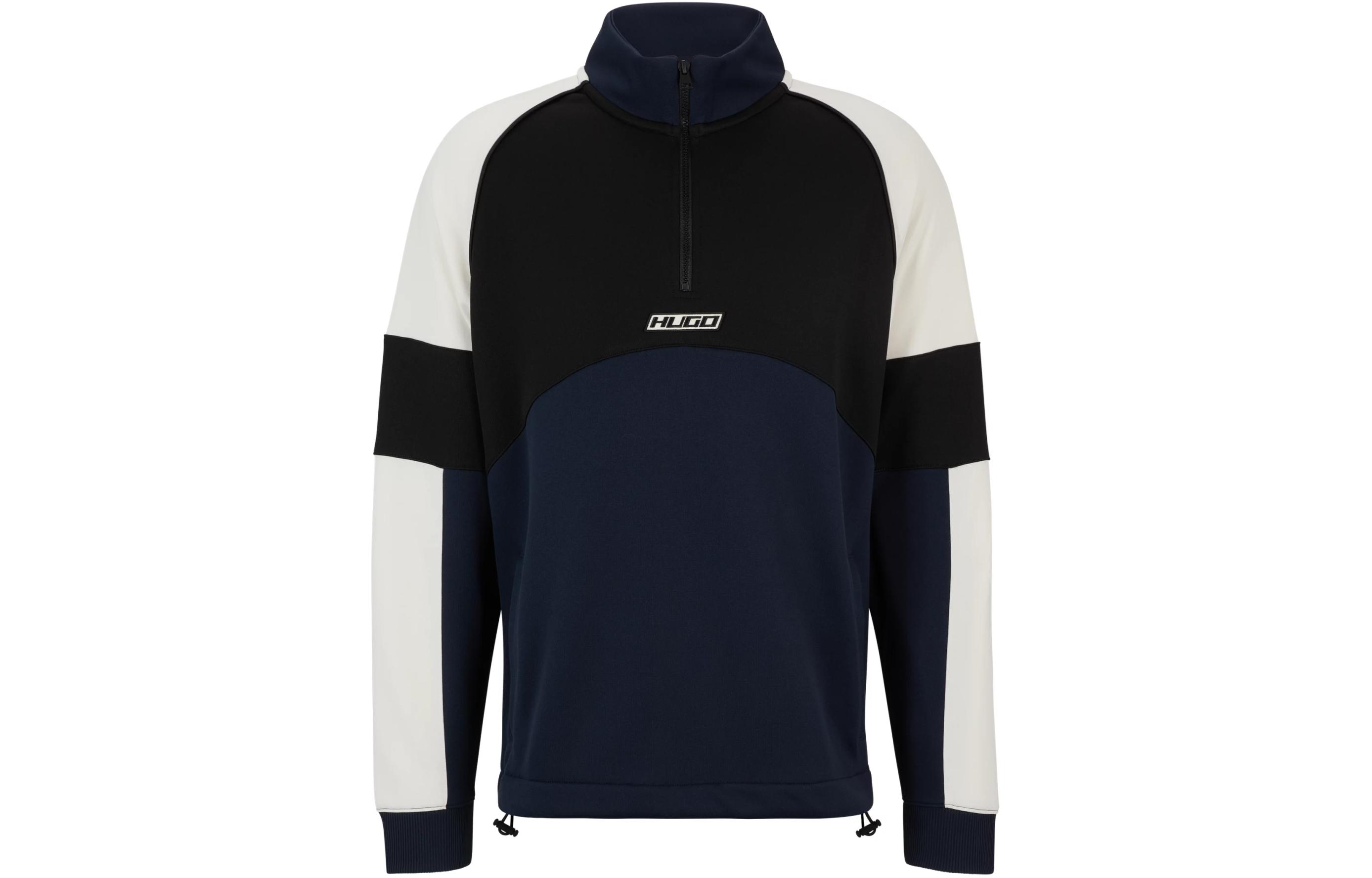 HUGO BOSS Racing-Inspired Half-Zip Color Block Sweatshirt Navy Blue 50512969-405