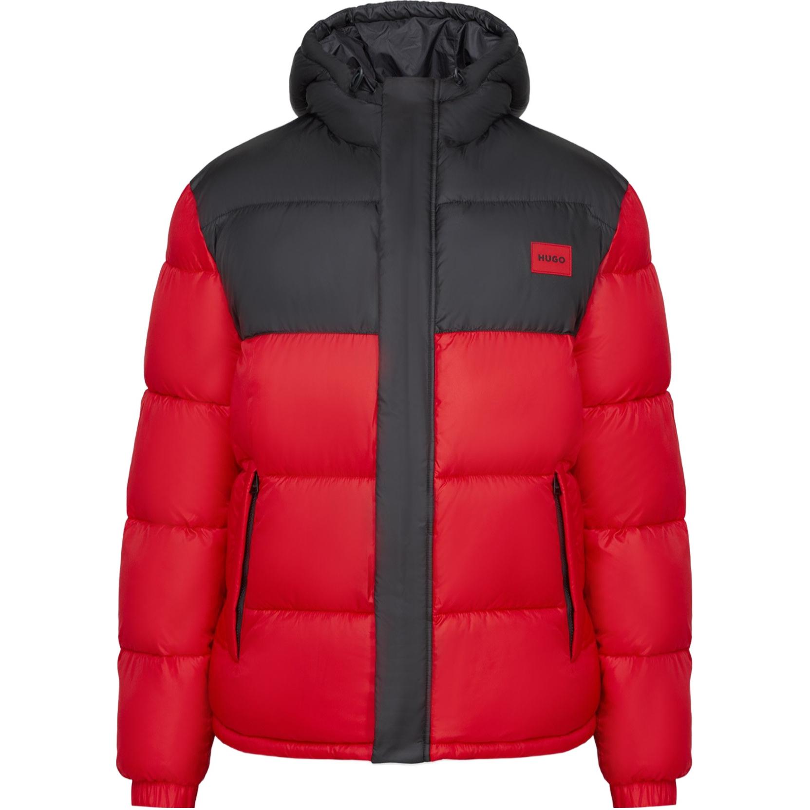 HUGO BOSS Red Colorblock Logo Hooded Zip-Up Jacket 50496235-693