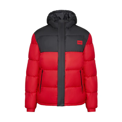 HUGO BOSS Red Colorblock Logo Hooded Zip-Up Jacket 50496235-693
