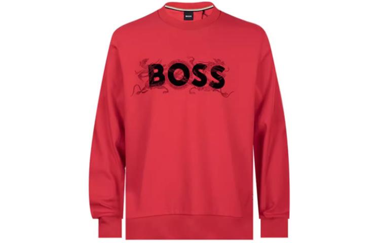 HUGO BOSS Red Crewneck Sweatshirt with Logo Print Design 50510132-623