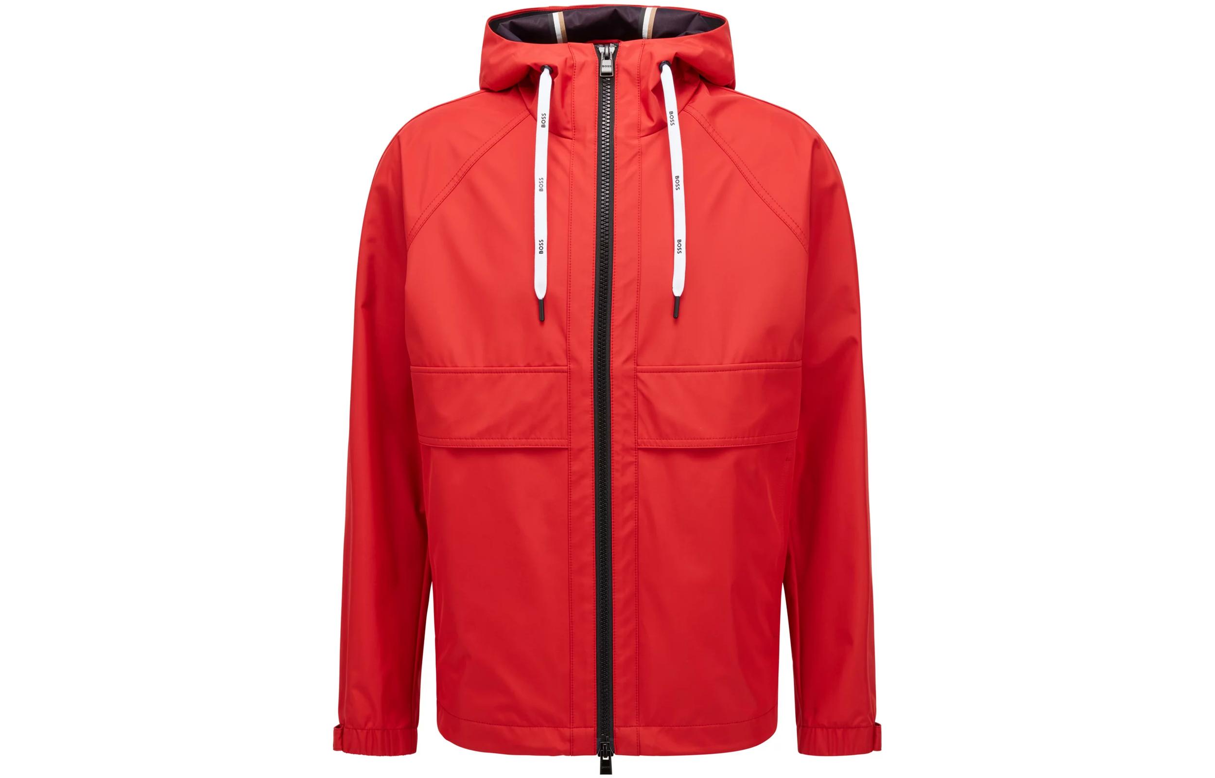 HUGO BOSS Red Full-Zip Hoodie Jacket Plain Design 50469936-623