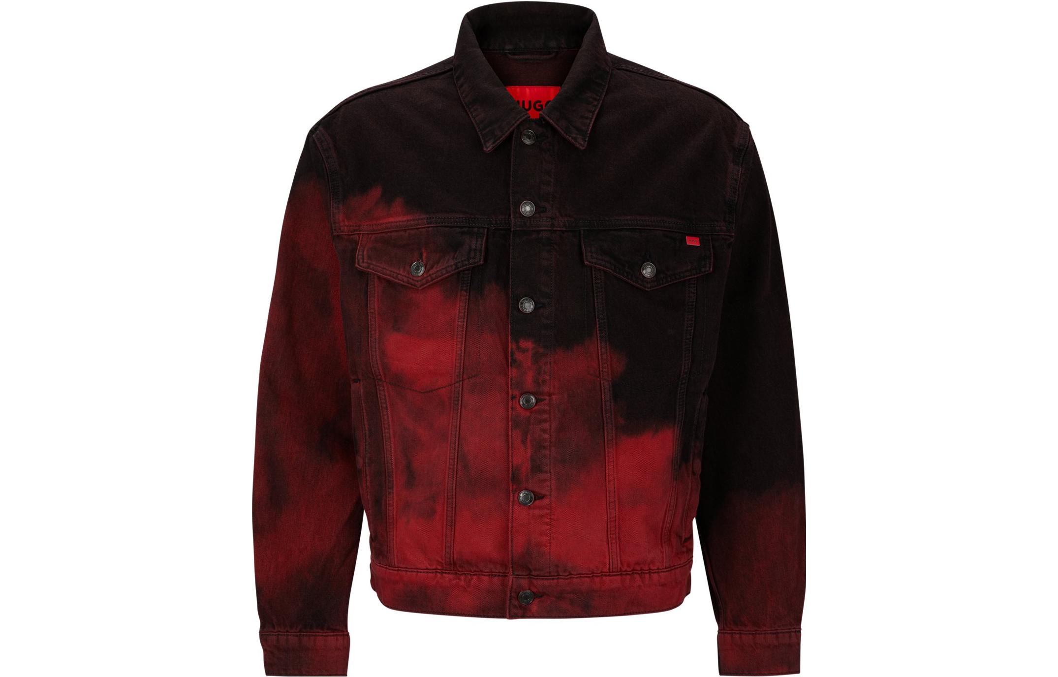 HUGO BOSS Red Gradient Colorblock Short Jacket with Long Sleeves 50496087-620