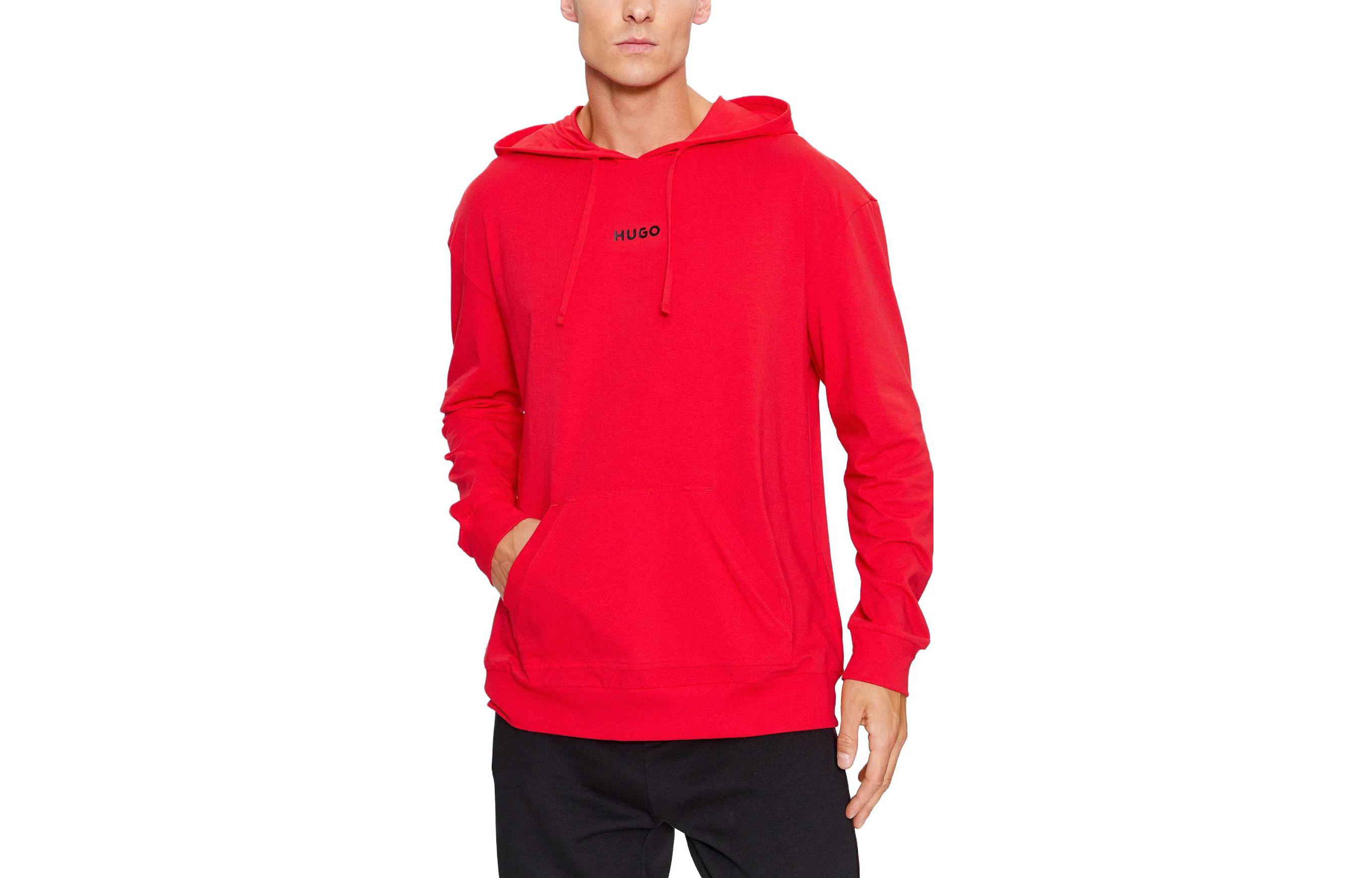 HUGO BOSS Red Hoodie with Logo Print and Long Sleeves 50505110-693