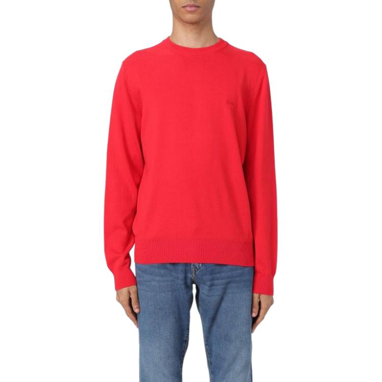 HUGO BOSS Red Slim-Fit Crewneck Pullover Sweatshirt 50506023-617
