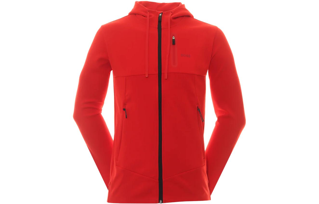 HUGO BOSS Red Solid Color Zip Hoodie Jacket 50493468-610