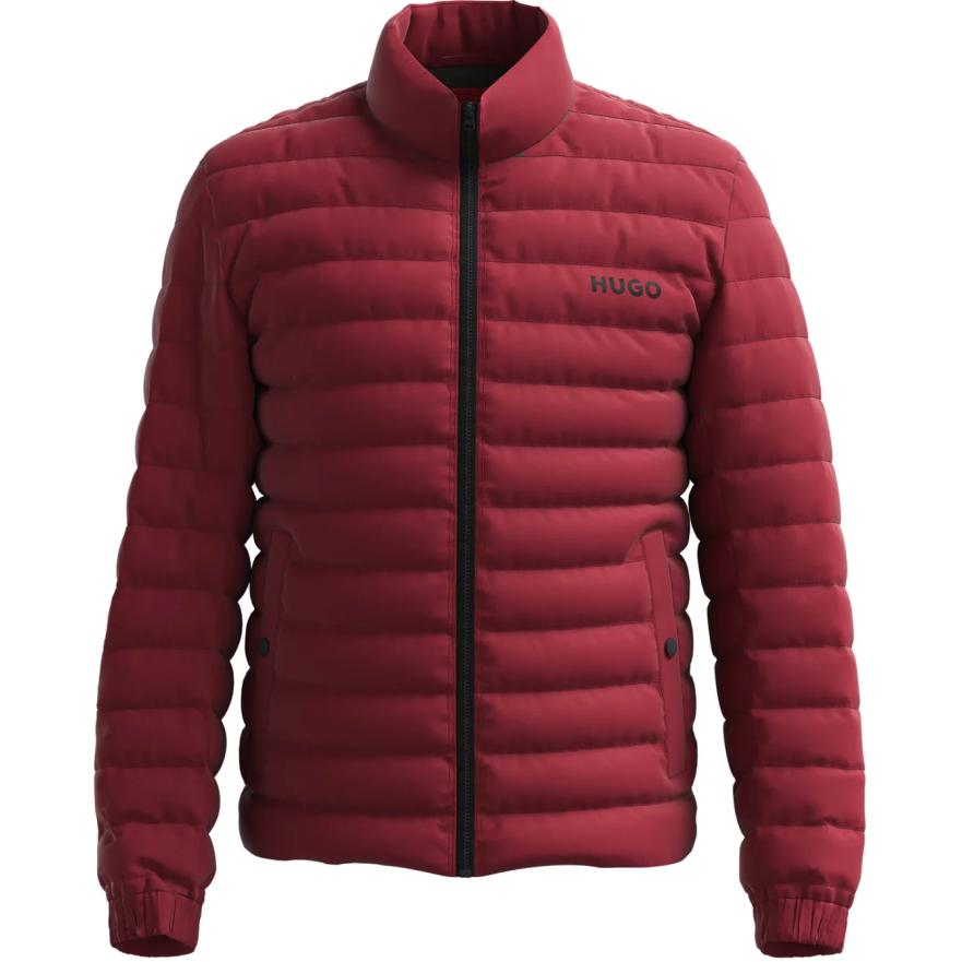 HUGO BOSS Red Zip-Up Jacket with Letter Print and Stand Collar 50468719-605