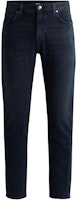 HUGO BOSS Regular-Fit Mid-Rise Tapered Jeans in Coal-Navy Italian Denim. 50522489-405 HUGO BOSS Regular-Fit Mid-Rise Tapered Jeans in Coal-Navy Italian Denim. 50522489-405