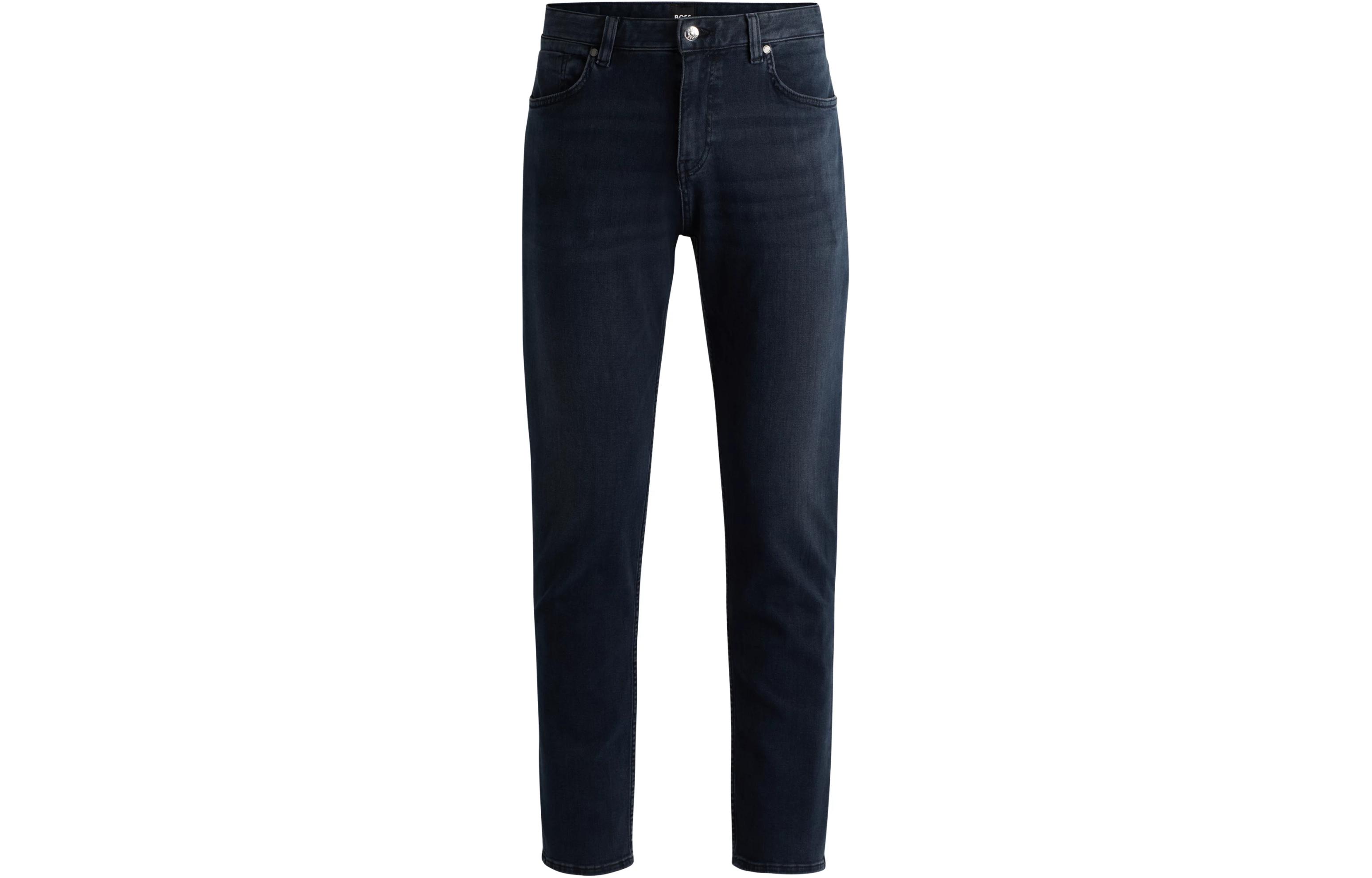 Order HUGO BOSS Regular-Fit  Mid-Rise Tapered Jeans in Coal-Navy Italian Denim. 50522489-405