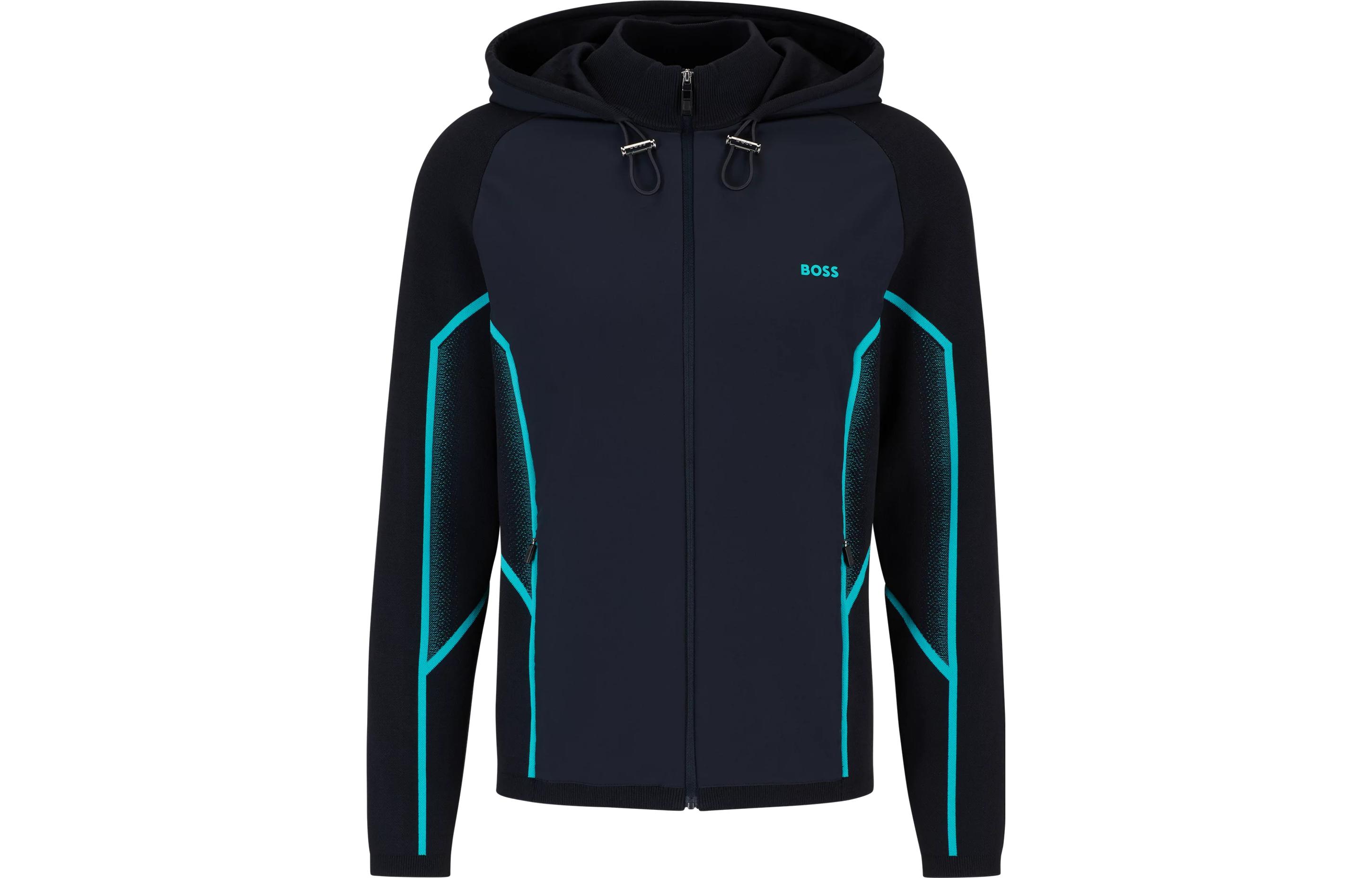 HUGO BOSS Regular-Fit Gradient Jacquard Hooded Jacket Blue 50504953-402