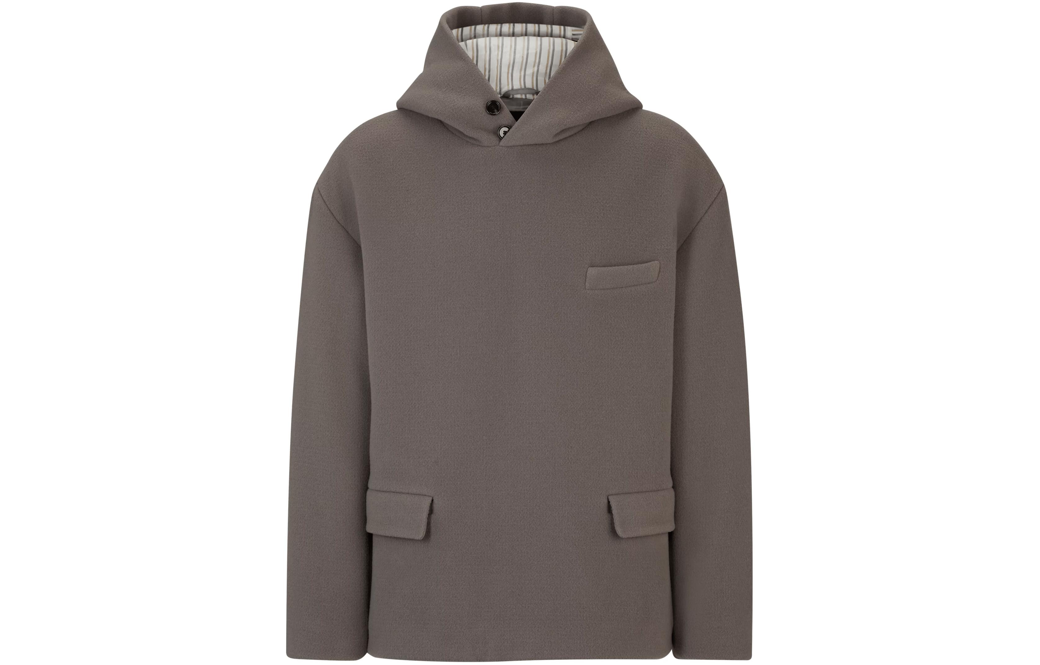 HUGO BOSS Regular-Fit Hooded Jacket in Virgin Wool Grey Outerwear 50519994-098