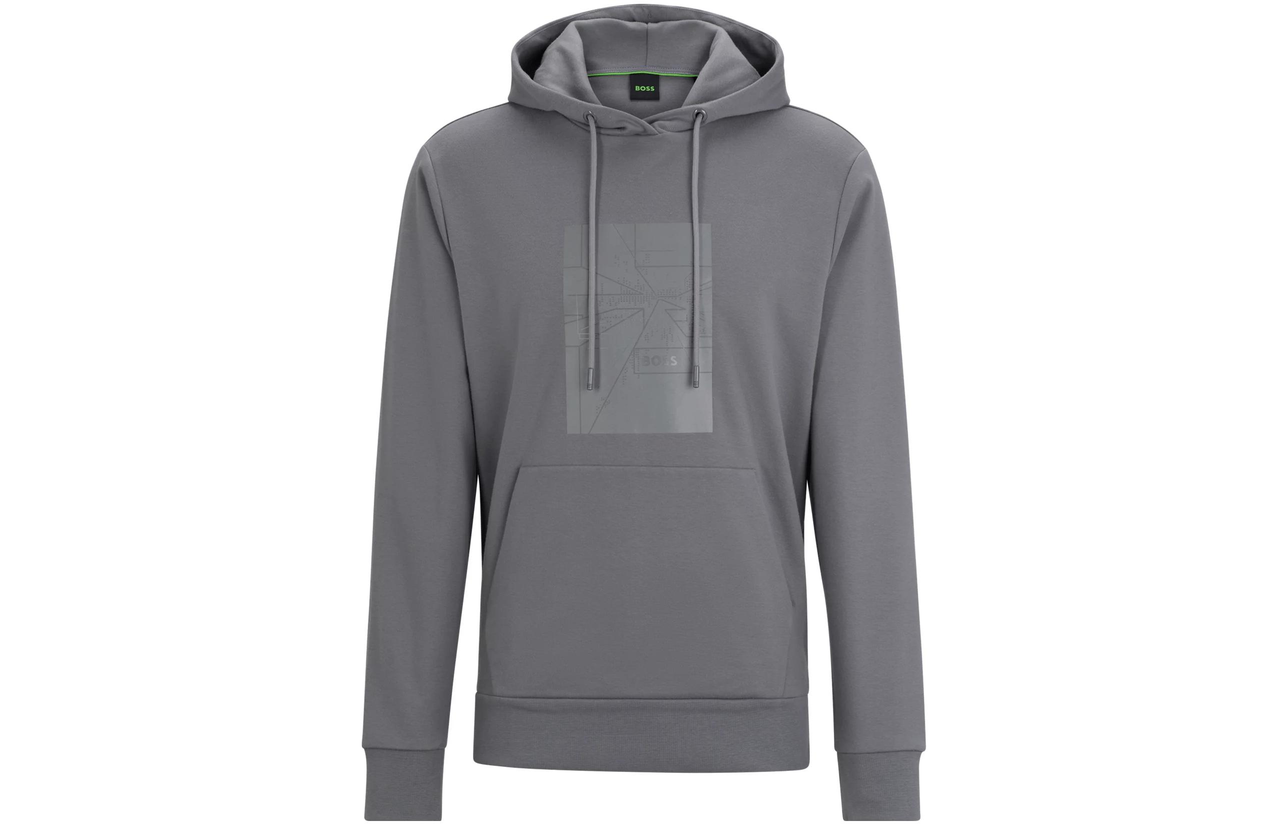 HUGO BOSS Regular-Fit Hoodie with Seasonal Artwork Graphic Grey - 50509760-036