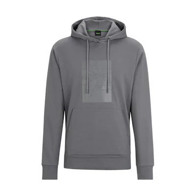 HUGO BOSS Regular-Fit Hoodie with Seasonal Artwork Graphic Grey - 50509760-036