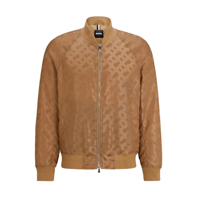HUGO BOSS Regular-Fit Jacket with 3D Monogram Jacquard Full Print Brown 50505648-260