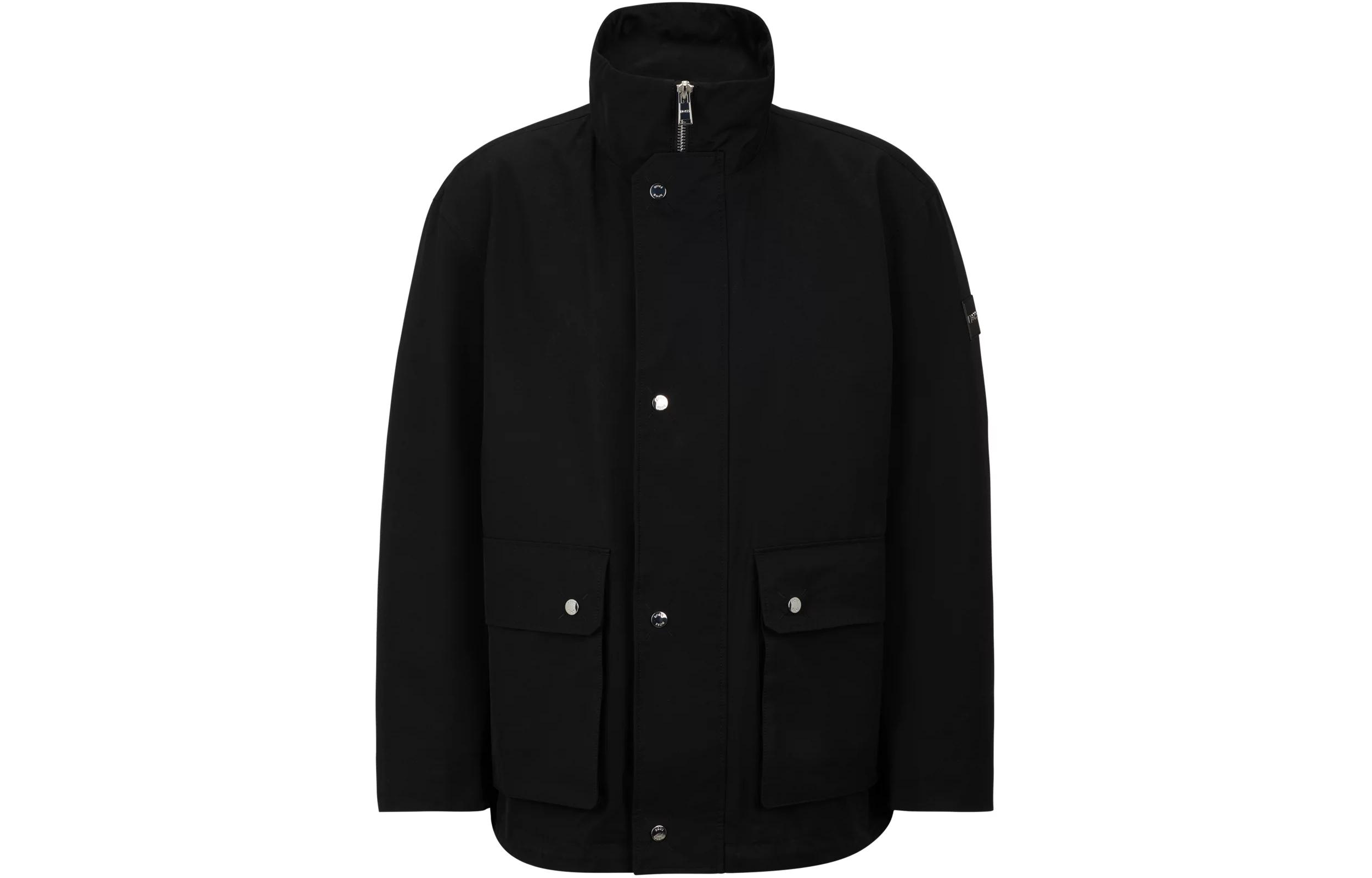 HUGO BOSS Regular-Fit Jacket with Monogram Hood Black Full-Zip Jacket 50506149-001