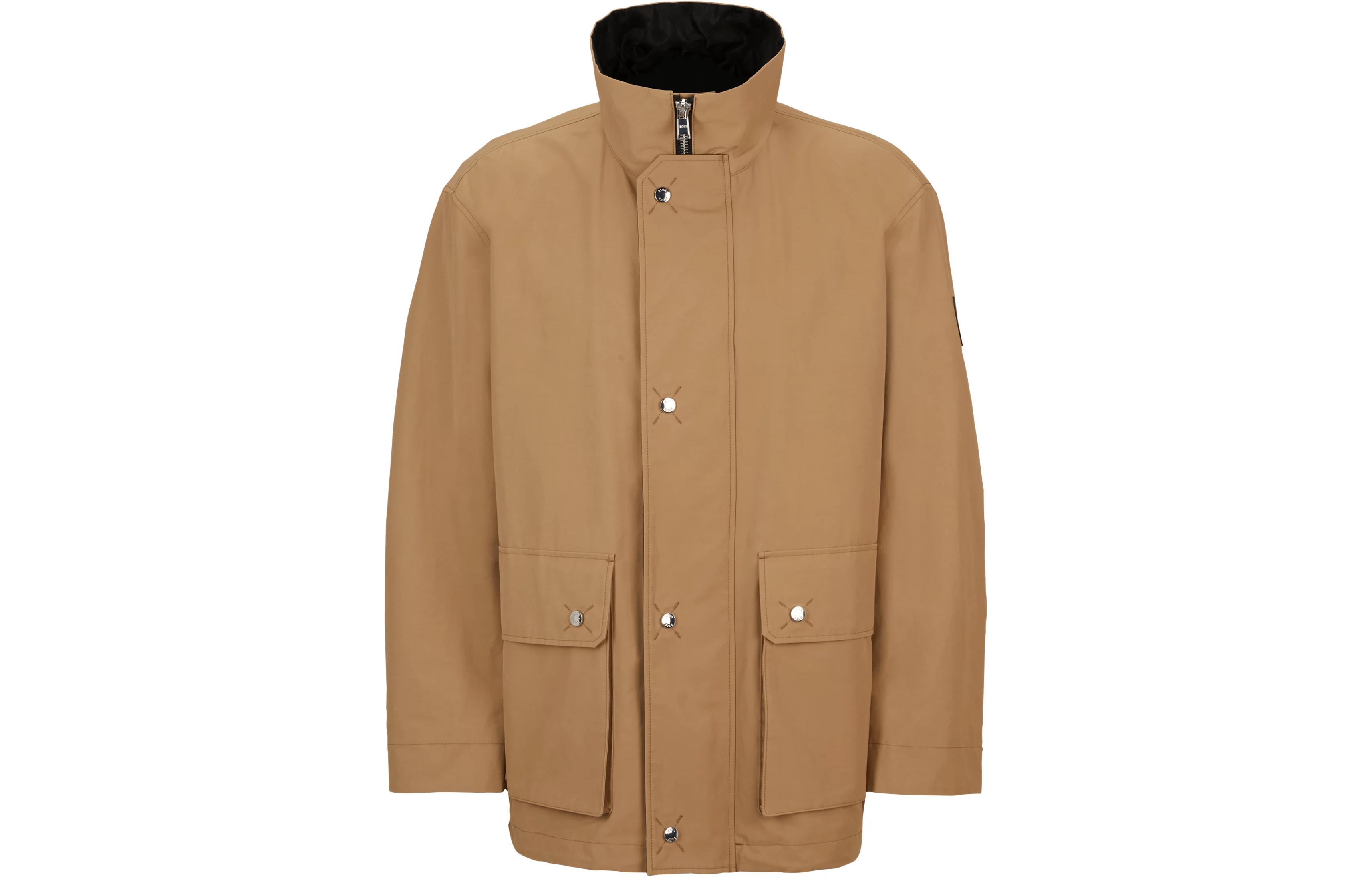 HUGO BOSS Regular-Fit Jacket with Packable Monogram Hood - Light Brown 50506149-260