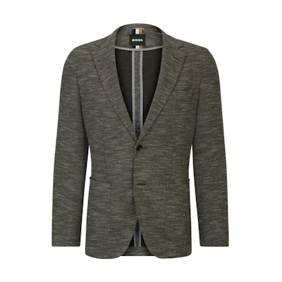 HUGO BOSS Regular-Fit Micro-Pattern Stretch Jersey Jacket Green Blazer 50510546-306