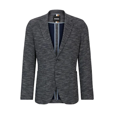 HUGO BOSS Regular-Fit Micro-Pattern Stretch Jersey Blazer Men’s Navy Blue 50510546-405