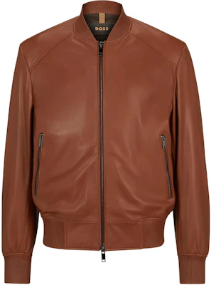 HUGO BOSS Jaket Bomber Kulit Domba Coklat Regular-Fit dengan Resleting 50504833-213 Buy HUGO BOSS Jaket Bomber Kulit Domba Coklat Regular-Fit dengan Resleting 50504833-213