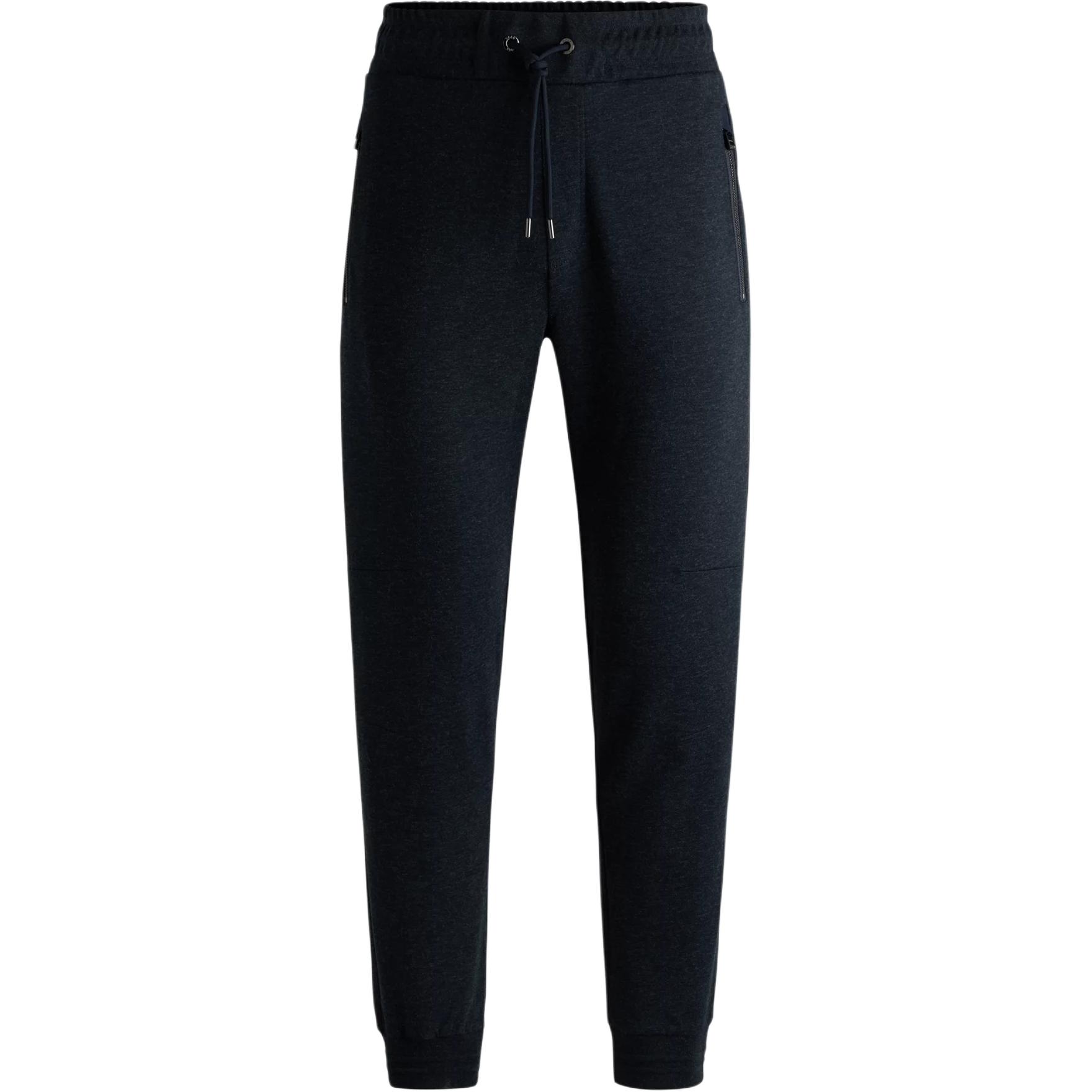 HUGO BOSS Regular-Fit Stretch Flannel Tapered Joggers Men’s Casual Pants Navy. 50524071-404