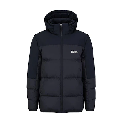 HUGO BOSS Regular-Fit Water-Repellent Down Jacket with Logo Detail Navy 50497558-402