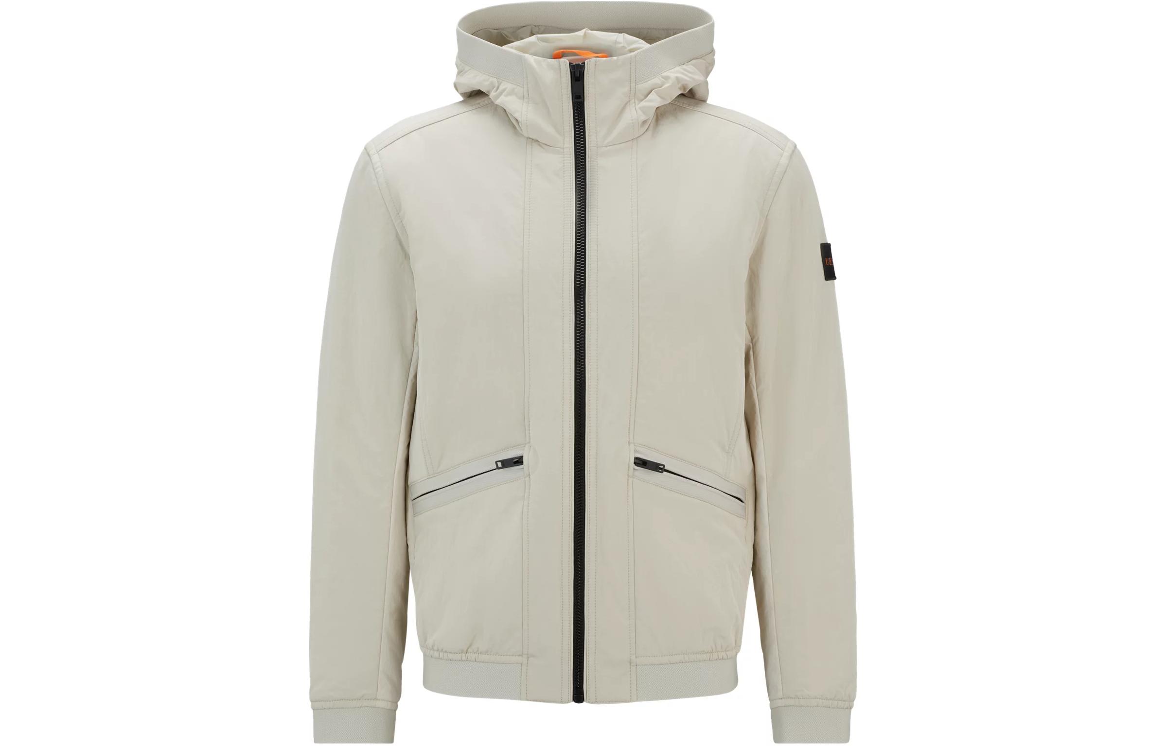 HUGO BOSS Regular-Fit Water-Repellent Jacket Beige Hoodie Zip-Up Jacket 50513939-271
