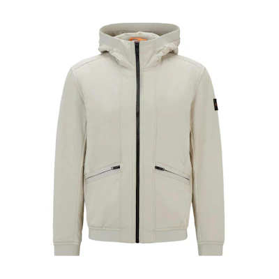 HUGO BOSS Regular-Fit Water-Repellent Jacket Beige Hoodie Zip-Up Jacket 50513939-271