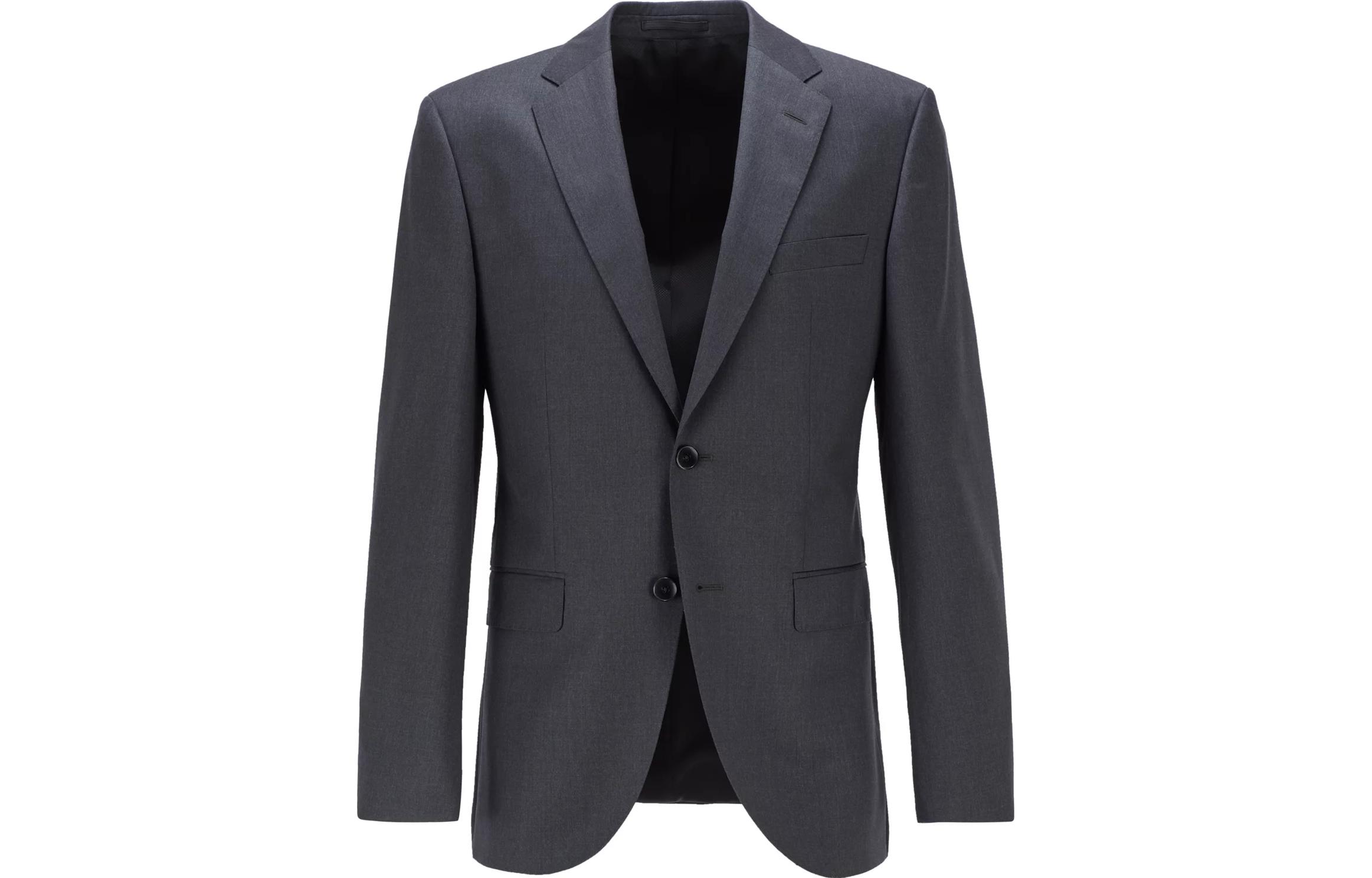 HUGO BOSS Regular-Fit Wool Serge Jacket with AMF Stitching Gray Mens Blazer 50318521-021
