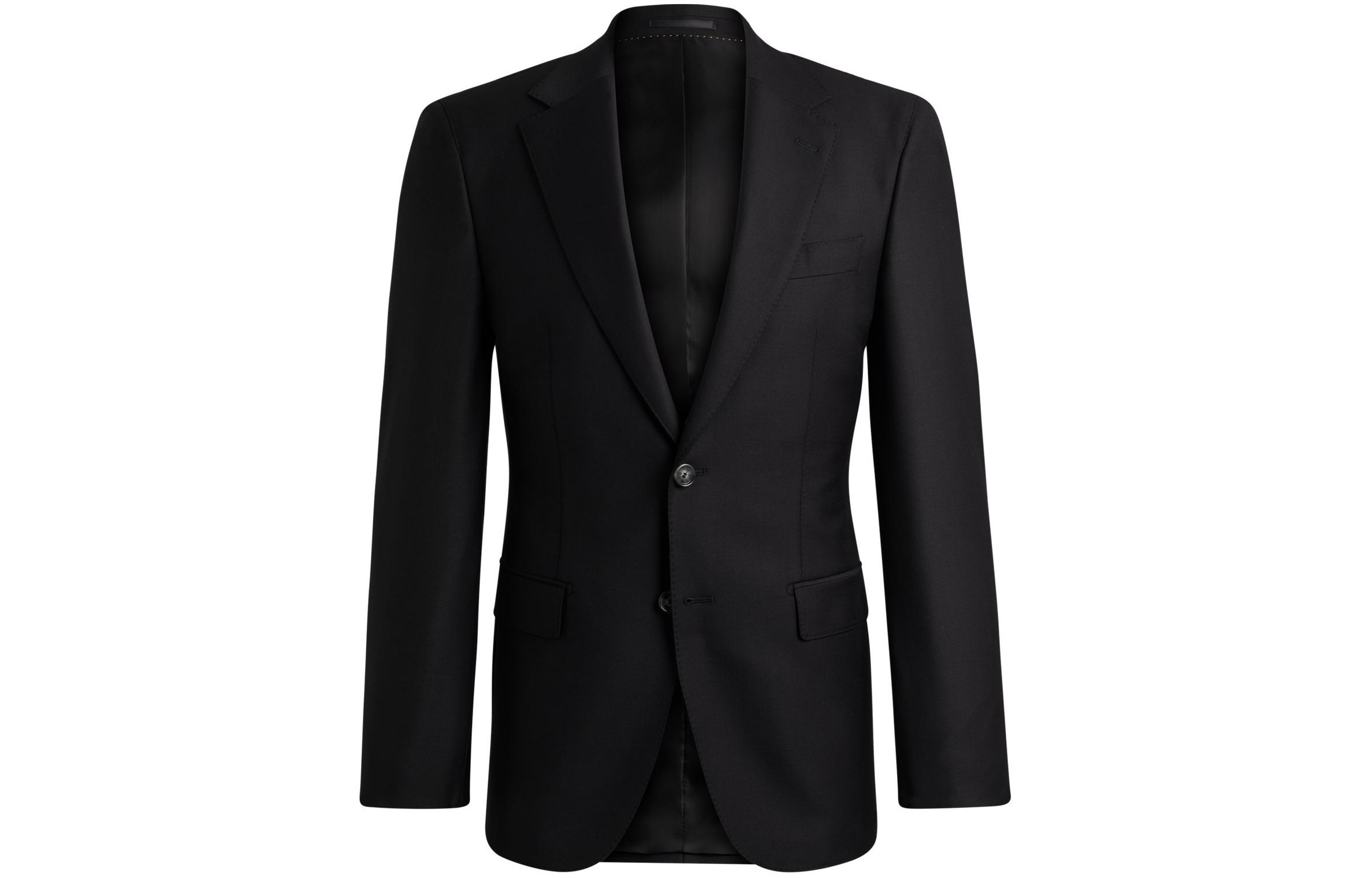 HUGO BOSS Regular-Fit Wool Stretch Jacket Black Long Sleeve Blazer 50509910-001