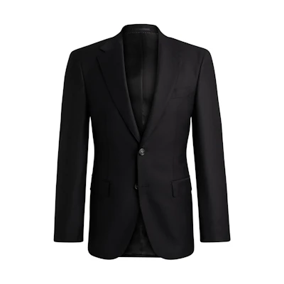 HUGO BOSS Regular-Fit Wool Stretch Jacket Black Long Sleeve Blazer 50509910-001