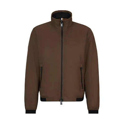 HUGO BOSS Regular-Fit Zip-Up Jacket with Logo Detail Brown Menswear 50505162-249