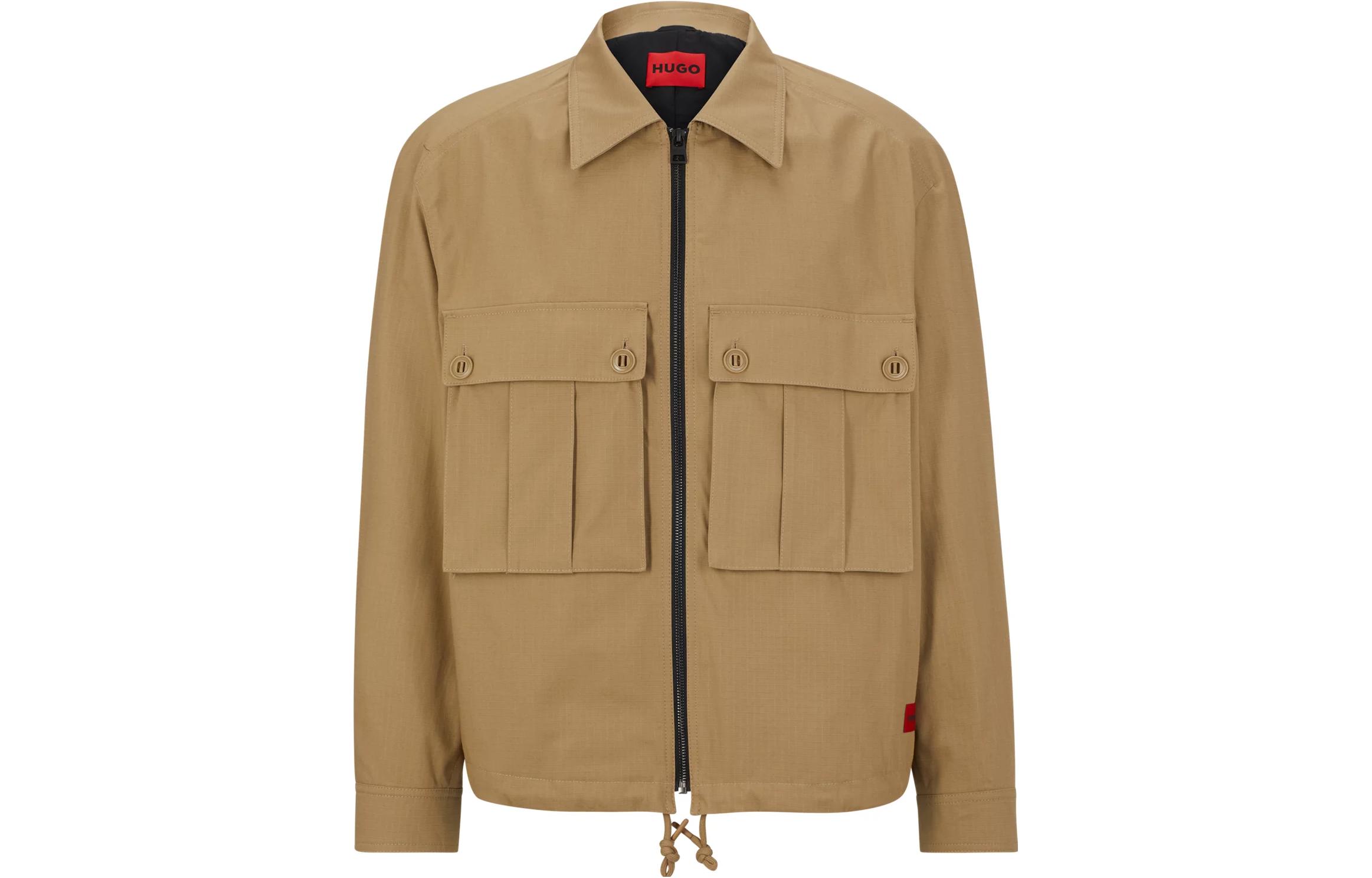 HUGO BOSS Regular Fit Ripstop Cotton Jacket Light Brown 50496183-242