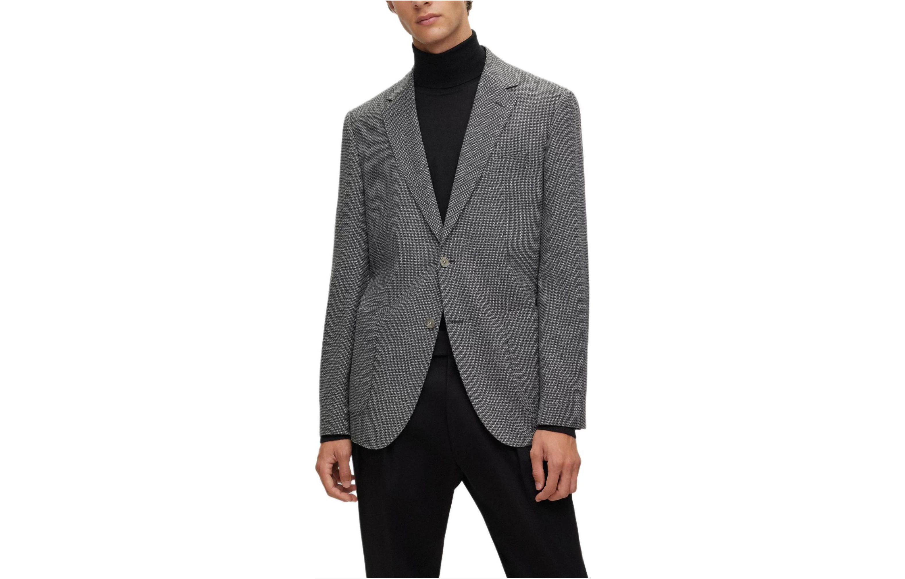 HUGO BOSS RegularFit Jacket Crease-Resistant Button-Up Dark Grey Coat 50511230-021