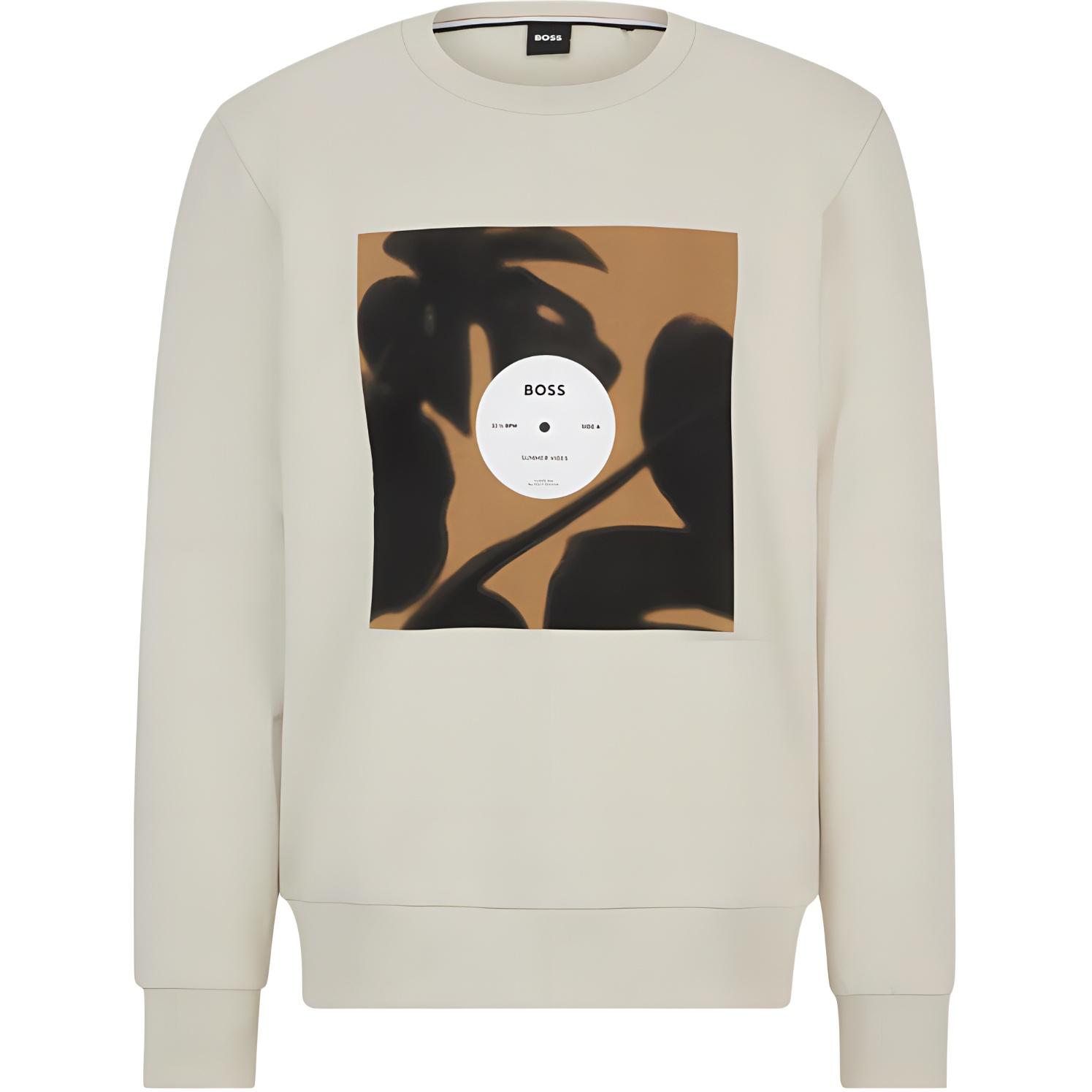 HUGO BOSS Relaxed-Fit Beige Cotton Sweatshirt with Logo and Seasonal Artwork 50514449-131