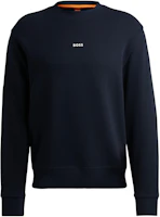 HUGO BOSS Relaxed-Fit Cotton Terry Sweatshirt with Contrast Logo Navy 50514541-404 HUGO BOSS Relaxed-Fit Cotton Terry Sweatshirt with Contrast Logo Navy 50514541-404