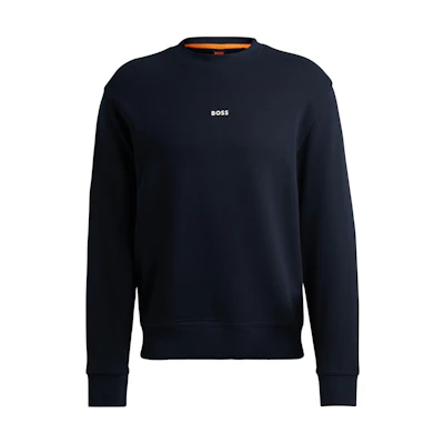 HUGO BOSS Relaxed-Fit Cotton Terry Sweatshirt with Contrast Logo Navy 50514541-404
