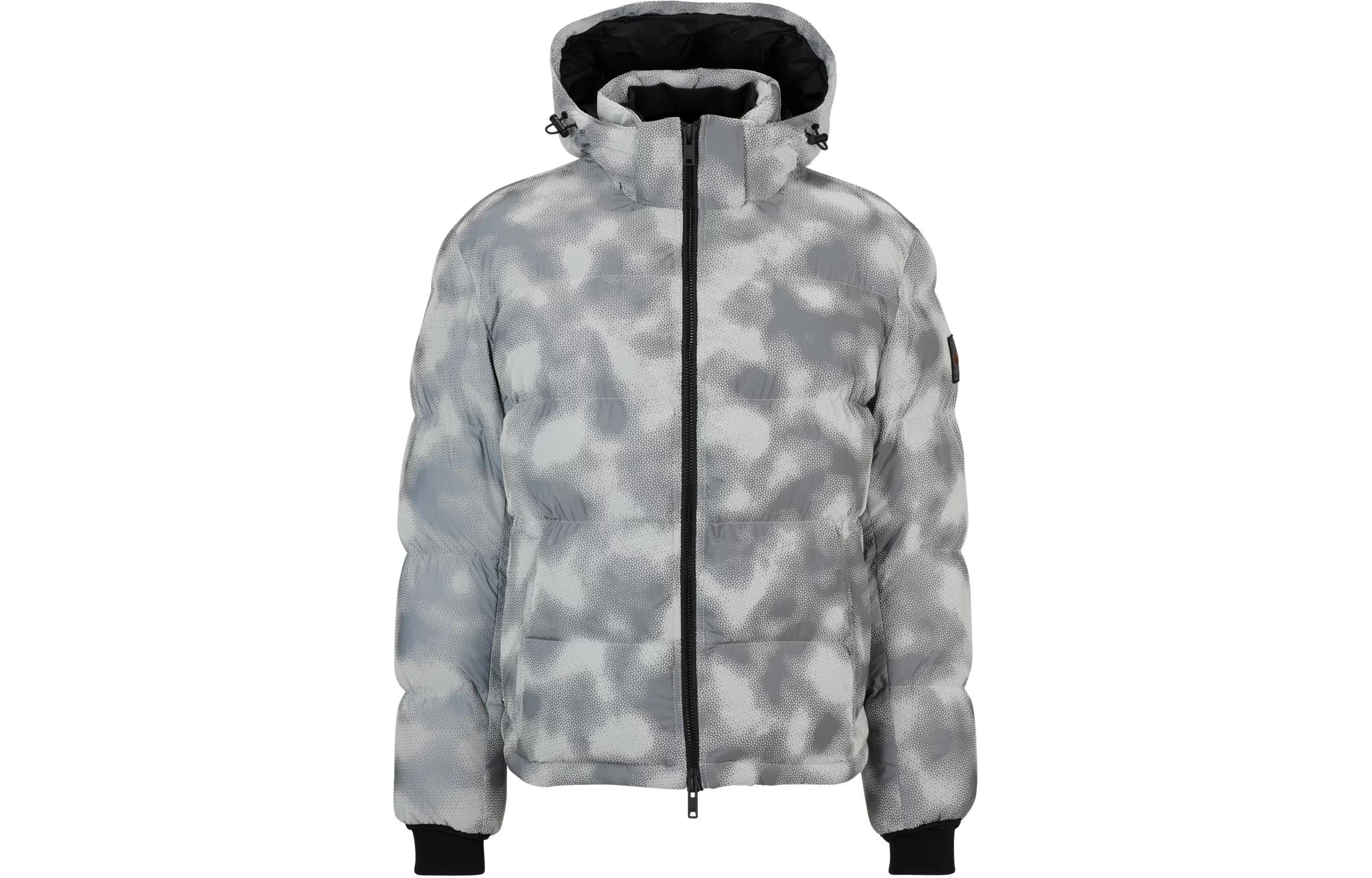 HUGO BOSS Relaxed-Fit Grey Puffer Jacket with Seasonal Flock Print for Men 50498616-106