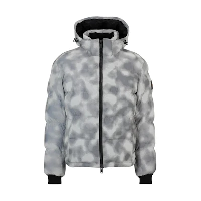 HUGO BOSS Relaxed-Fit Grey Puffer Jacket with Seasonal Flock Print for Men 50498616-106