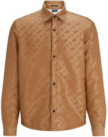 HUGO BOSS Relaxed-Fit Monogrammed Shirt with Kent Collar Brown for Men 50509206-260 HUGO BOSS Relaxed-Fit Monogrammed Shirt with Kent Collar Brown for Men 50509206-260