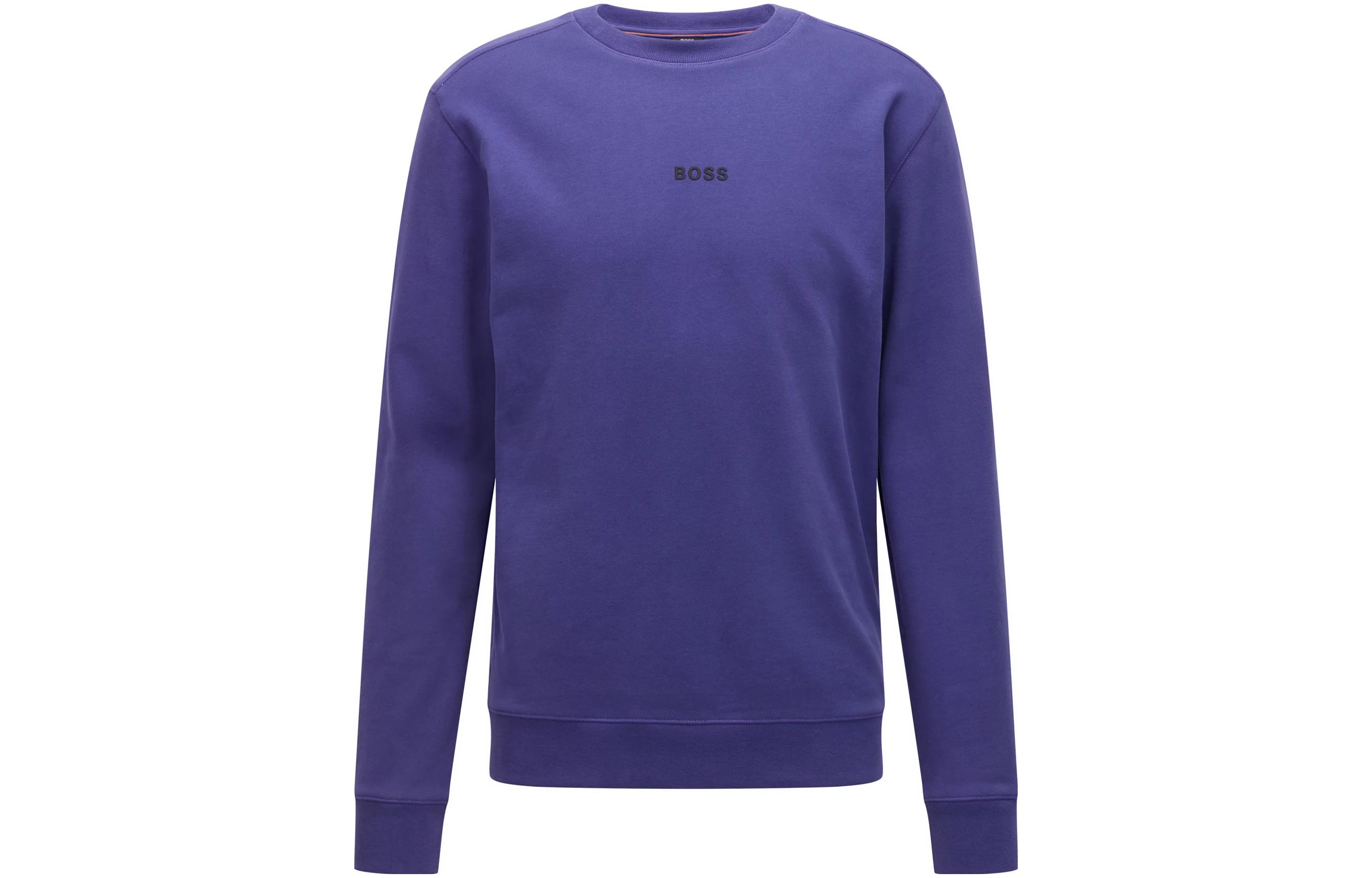 HUGO BOSS Relaxed-Fit Purple Sweatshirt with Chest Logo for Men 50462828-512