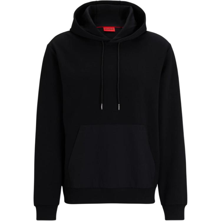 HUGO BOSS Relaxed-Fit Stretch Cotton Hoodie with Contrast Pocket Black 50504865-001