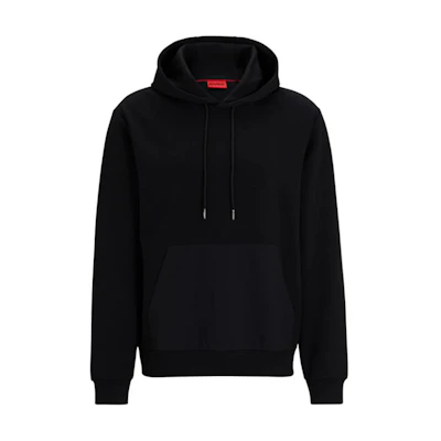 HUGO BOSS Relaxed-Fit Stretch Cotton Hoodie with Contrast Pocket Black 50504865-001