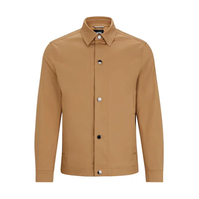 HUGO BOSS Relaxed-Fit Stretch Cotton Jacket with Press Studs Beige Casual 50514707-260