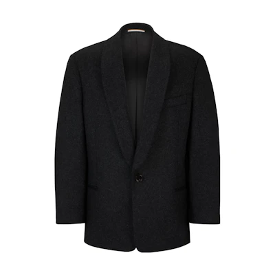 HUGO BOSS Relaxed-Fit Virgin Wool Shawl Collar Jacket Dark Gray 50512024-021