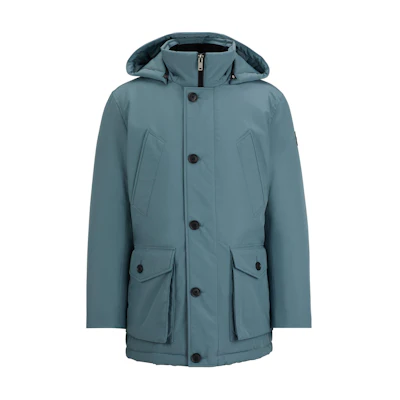 HUGO BOSS Relaxed-Fit Water-Repellent Parka Blue Jacket with Logo 50499551-375