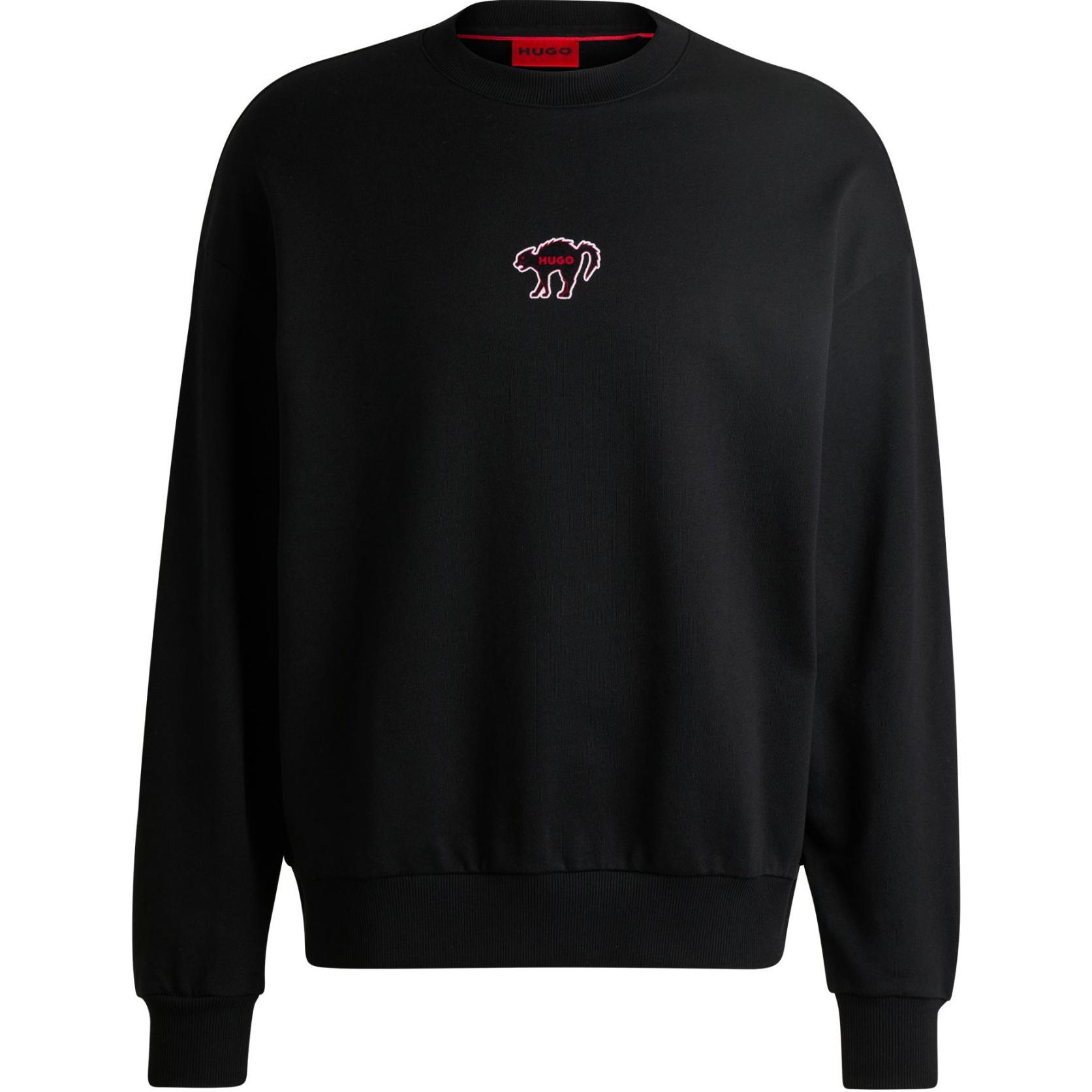 HUGO BOSS Relaxed Fit Graphic Crewneck Sweatshirt - Black 50518981-001