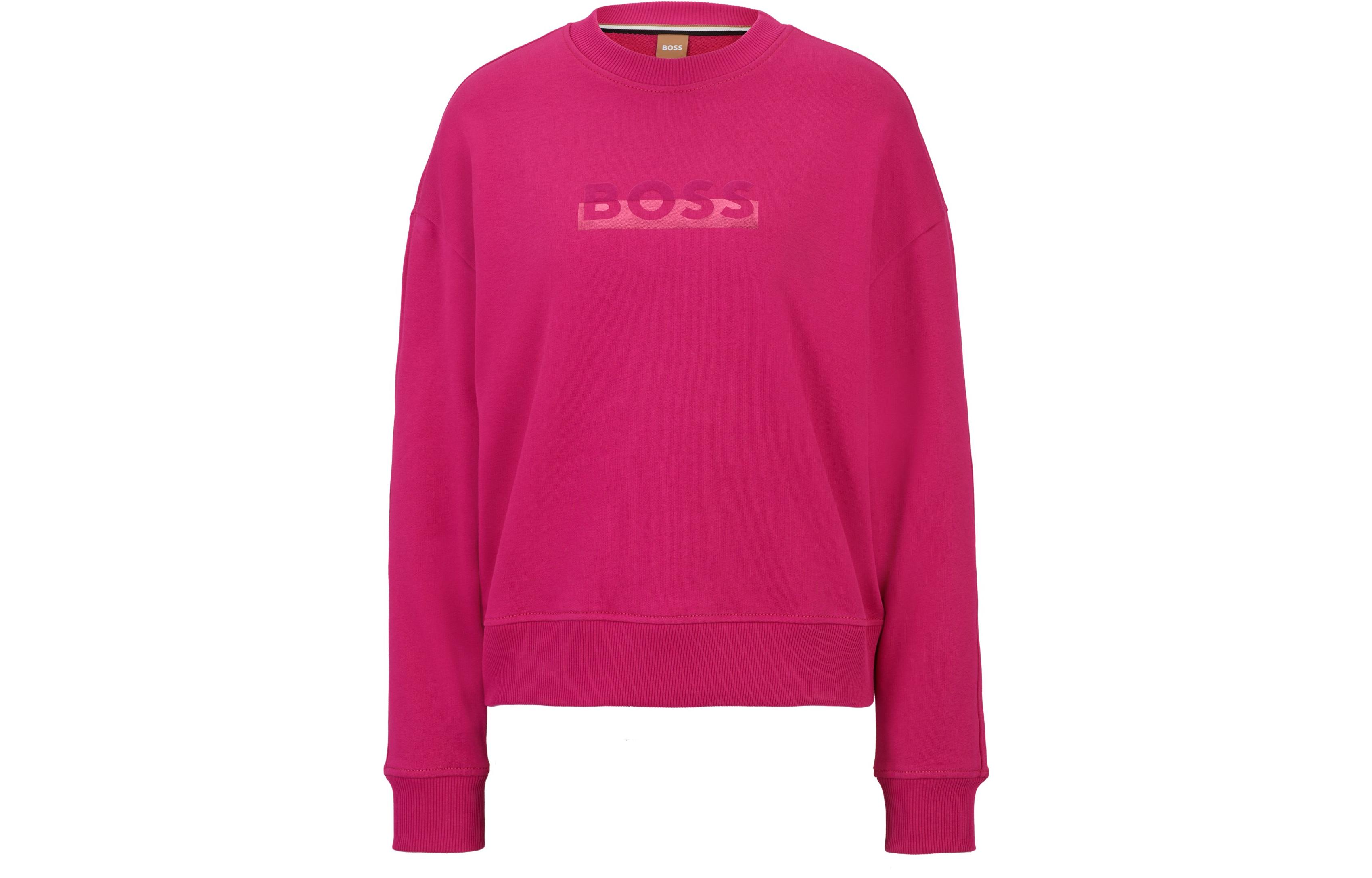 HUGO BOSS Relaxed Fit Logo Cotton Sweatshirt Pink Pullover 50503008-674