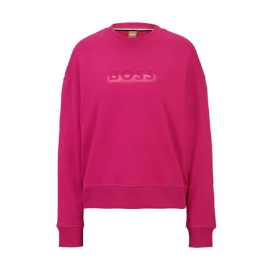 HUGO BOSS Relaxed Fit Logo Cotton Sweatshirt Pink Pullover 50503008-674