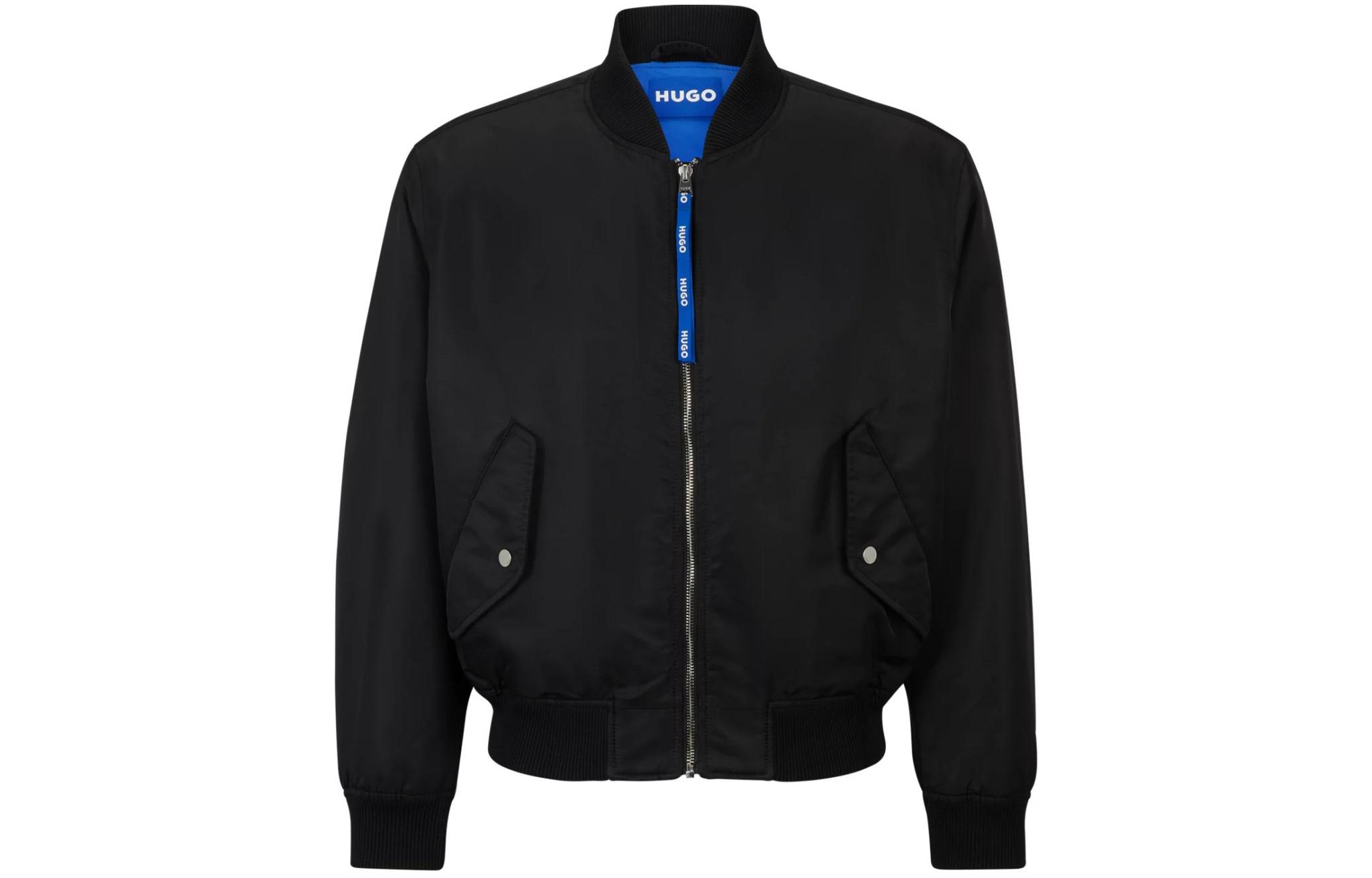 HUGO BOSS Relaxed Fit Zip-Up Bomber Jacket Unisex Black 50510924-001