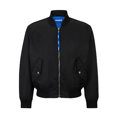HUGO BOSS Relaxed Fit Zip-Up Bomber Jacket Unisex Black 50510924-001