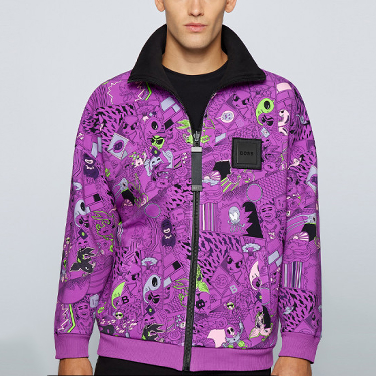 HUGO BOSS Reversible Graphic Jacket Black Purple  Outerwear. 50464628-001 圖 4